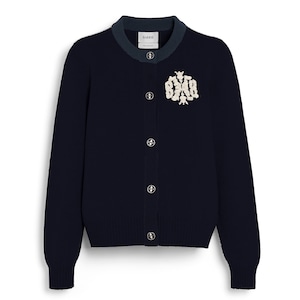 BARRIE MINI THISTLE CASHMERE CARDIGAN MATT BLACK CANVAS