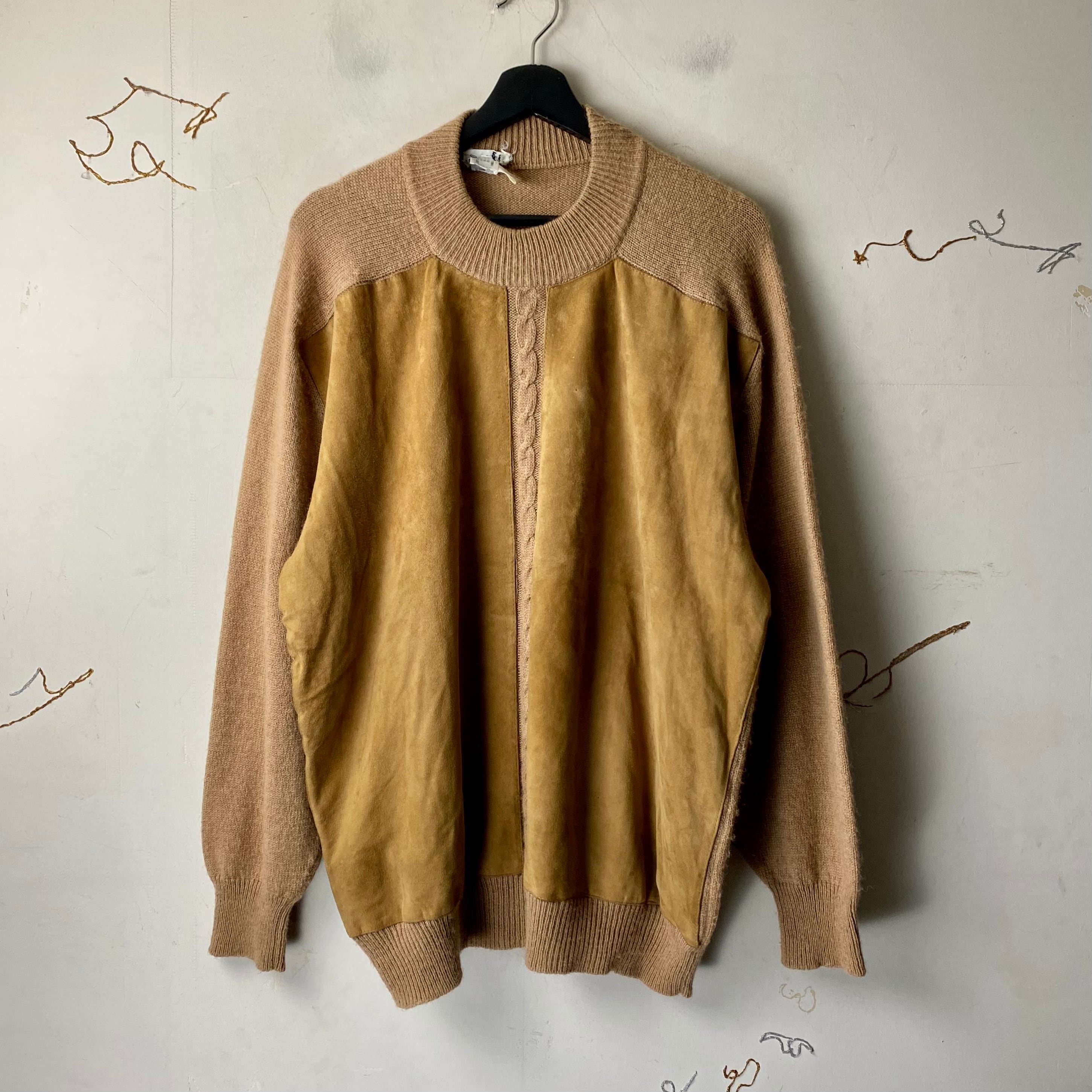 vintage HERMES leather switching camel knit sweater | NOIR ONLINE