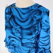 社交ダンス 衣装 スタンダード 上下セット ツーピース レッスンウェア パーティ衣装 青 黒 ブラック系 ブルー系 ラインストーン 花柄 バイカラー フロッキー加工 ふんわり広がる 二重スカート 日本製 おしゃれ 大人 女性 パーティー お出かけ 練習用 発表会 カジュアル かわいい エレガント シンプル トレンド 上品