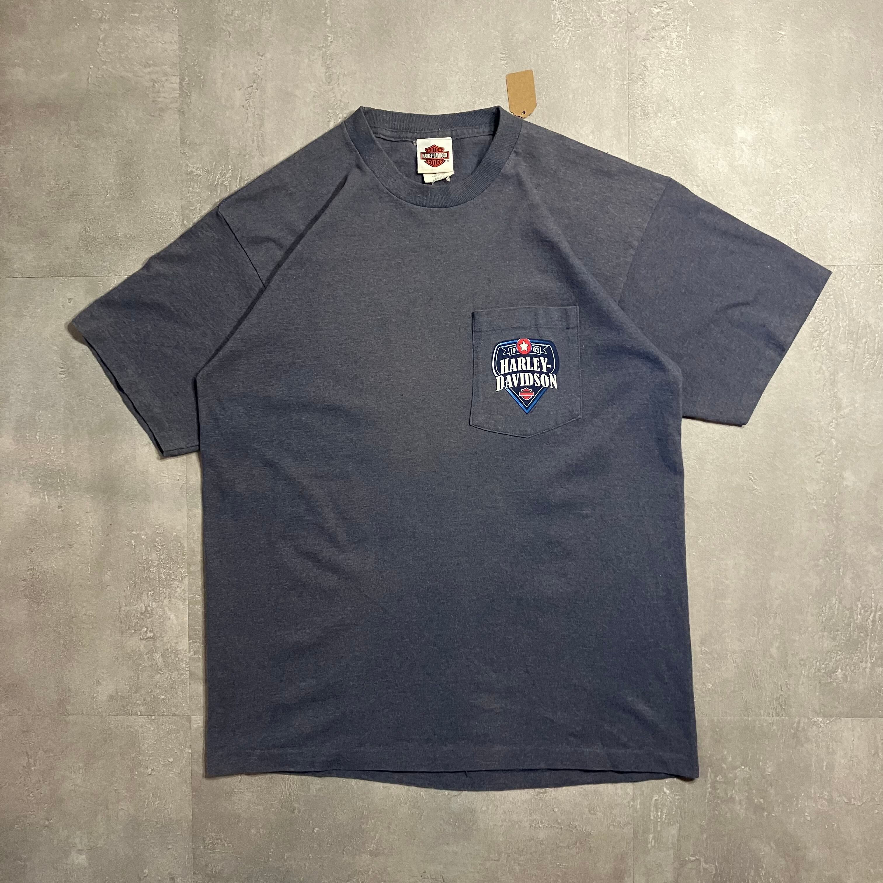 《L size》Harley-Davidson ハーレーダビッドソン ポケットTシャツ 両面プリント No.3708