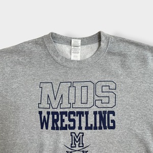 【GILDAN】MDS WRESTLING ロゴ プリント スウェット トレーナー レスリング L グレー US古着