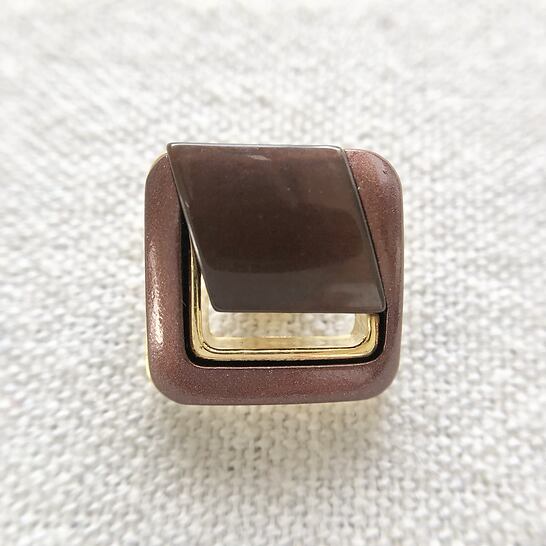 ●『2個セット』スクエア メタリックフレーム×ブラウン 20㎜