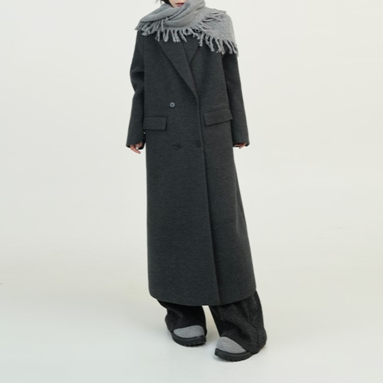 ダブルブレスト クラシカルロングコート H0044