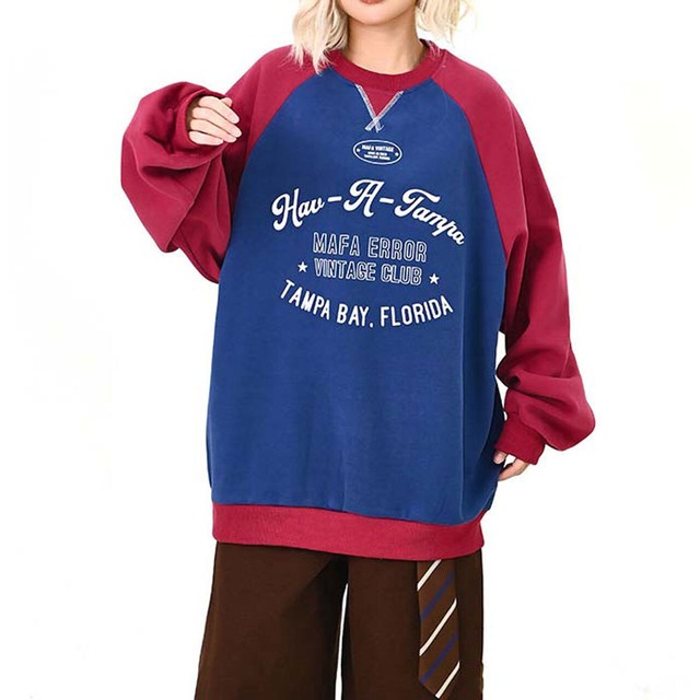 ラグランカレッジロゴルーズトップス 2col   R01506