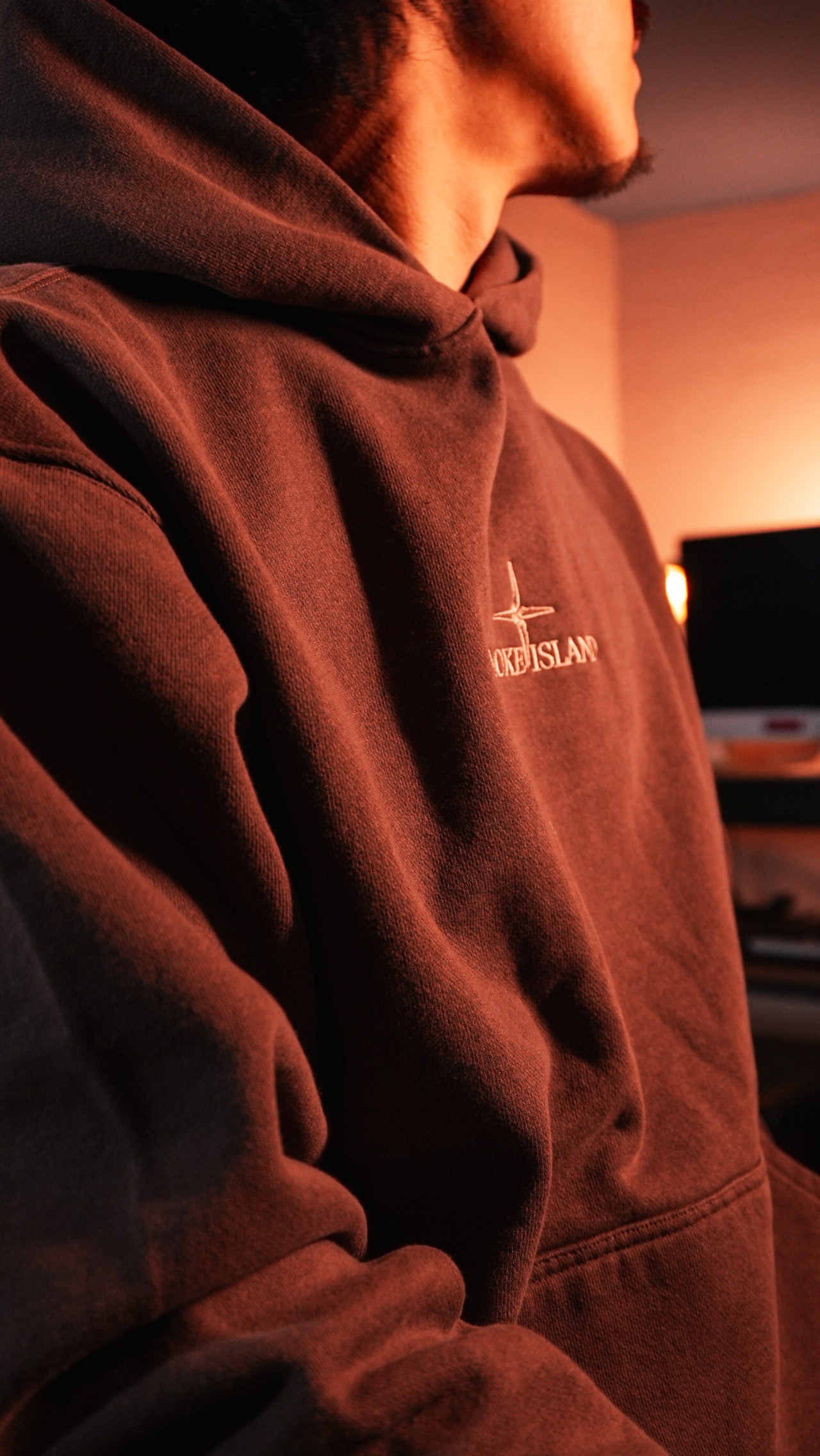 SMOKE ISLAND Garment Dye 13.5oz U.S.A Cotton Hoodie [MOCHA]