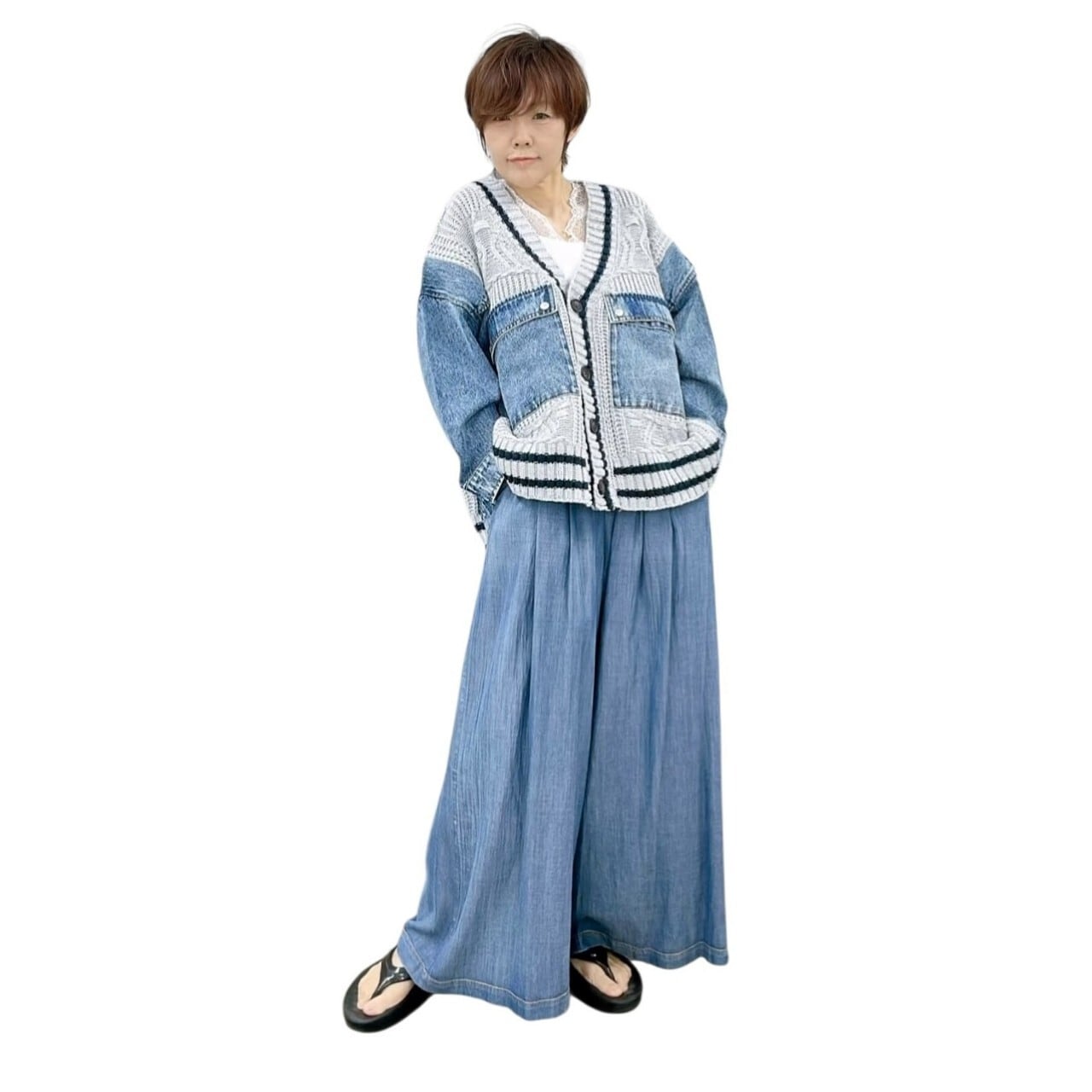 SALE【ayane】シアーデニムタックワイドパンツ 816304 アヤン | red earth