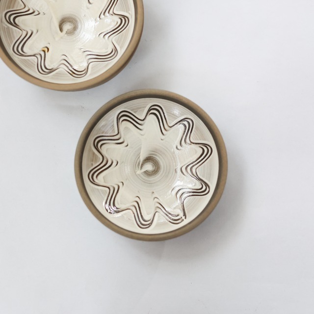 小鹿田焼 - 4寸皿 伏せ合わせ櫛描き / 白 (made in Japan)