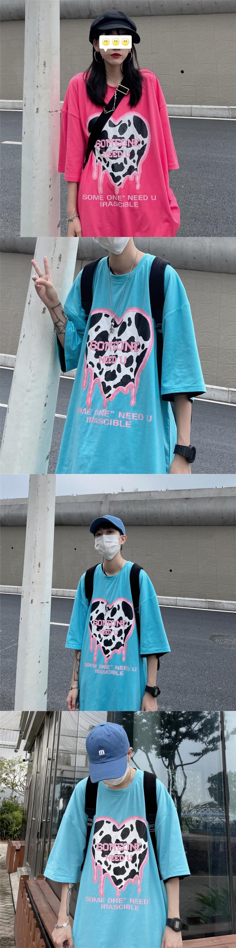 送料無料】KOREA サマープリントルーズTシャツ レディース 夏物 ✭韓国