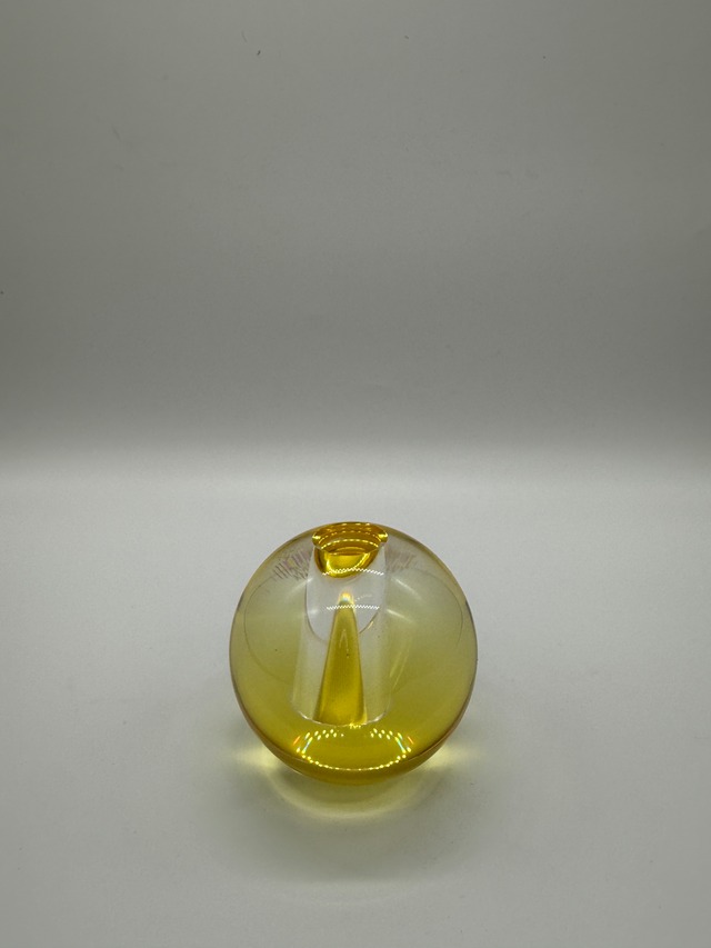 丸型ガラスペン立て【イエロー】