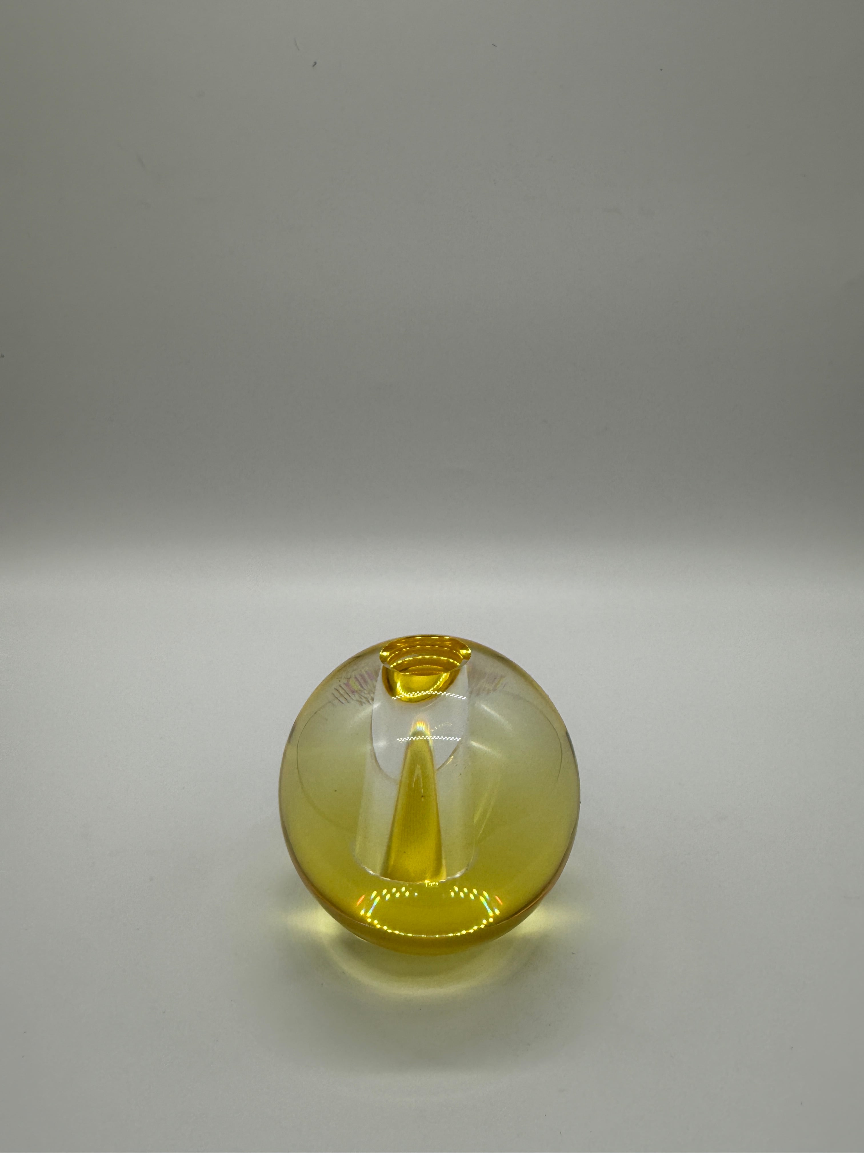 丸型ガラスペン立て【イエロー】