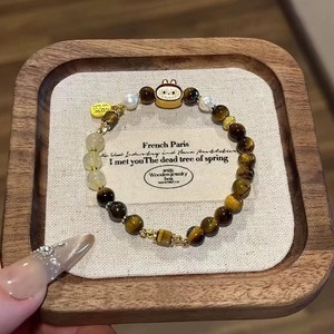 ハンドメイド くま チャームとパールの レトロ ブレスレット