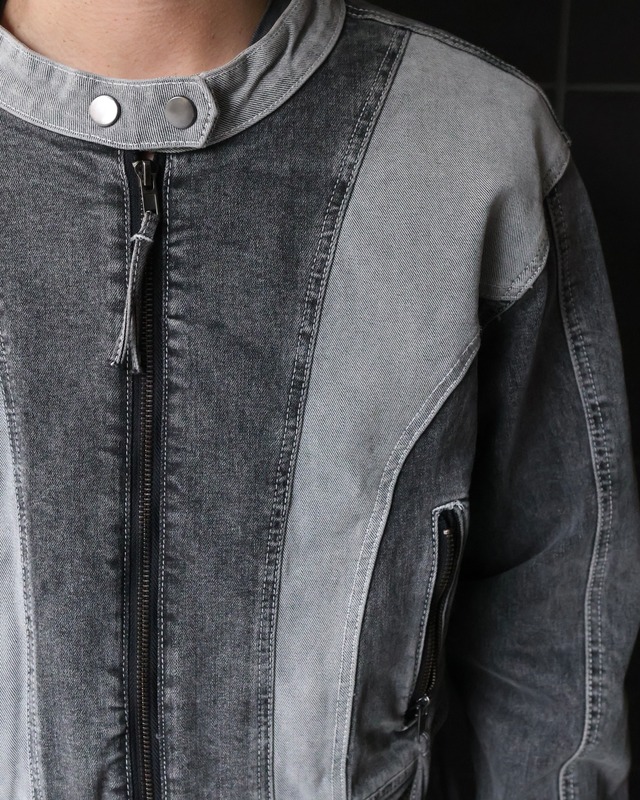 short length switching denim blouson