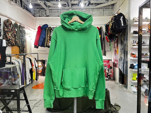 LES TIEN CROPED GARMENTDYED SWEAT HOODIE GREEN MEDIUM 56861