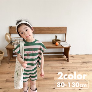 《取寄》 ワッフルボーダー刺繍セットアップ （全２色） ADBB 韓国子供服 サーマル 上下セット