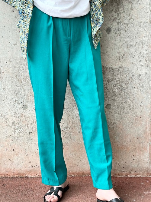 Vintage Turquoise Blue Tuck Trousers