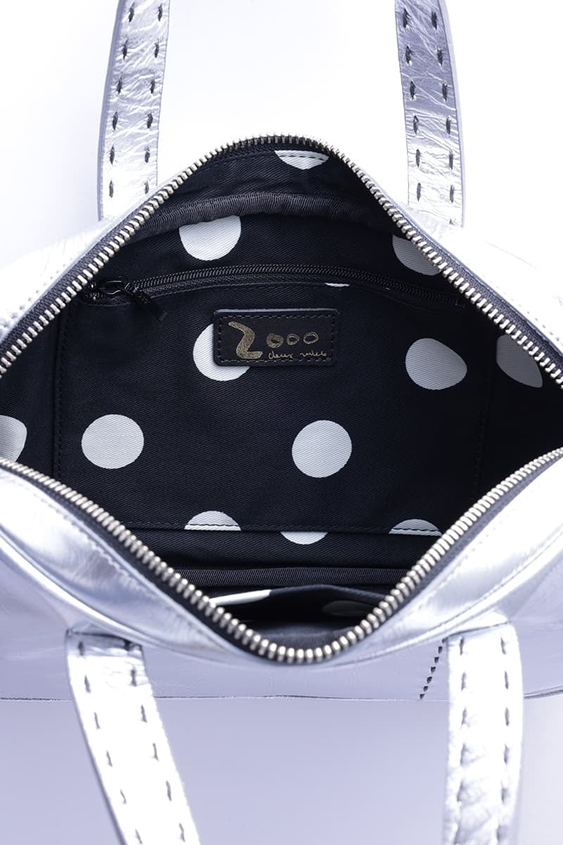 DEUX MILLE エナメル・2ウェイ ミニボストンバッグ シルバー | 大人に