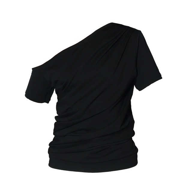 draped T-shirt -black