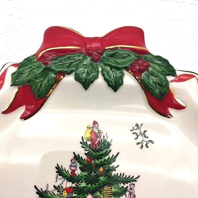 美品　可愛い　スポードSPODE　クリスマスCHRISTMAS　リボン付プレート