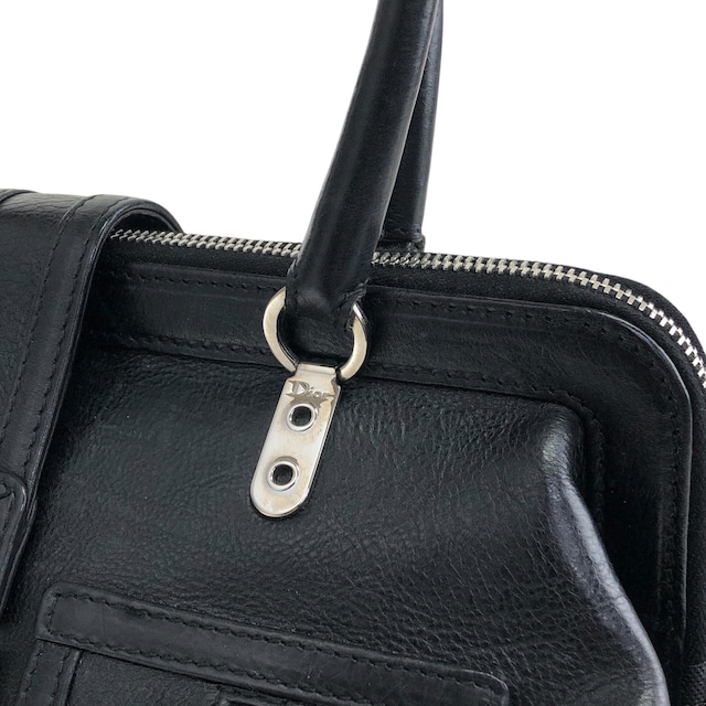 Christian Dior クリスチャン ディオール ハンドバッグ ブラック Dロゴ レザー vintage ヴィンテージ オールド ntaxds