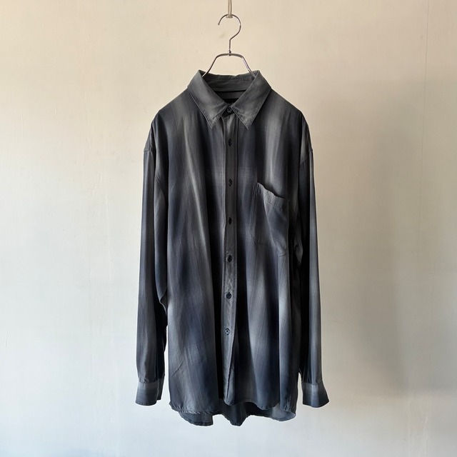 -Indigo Palms- shadow check rayon shirt