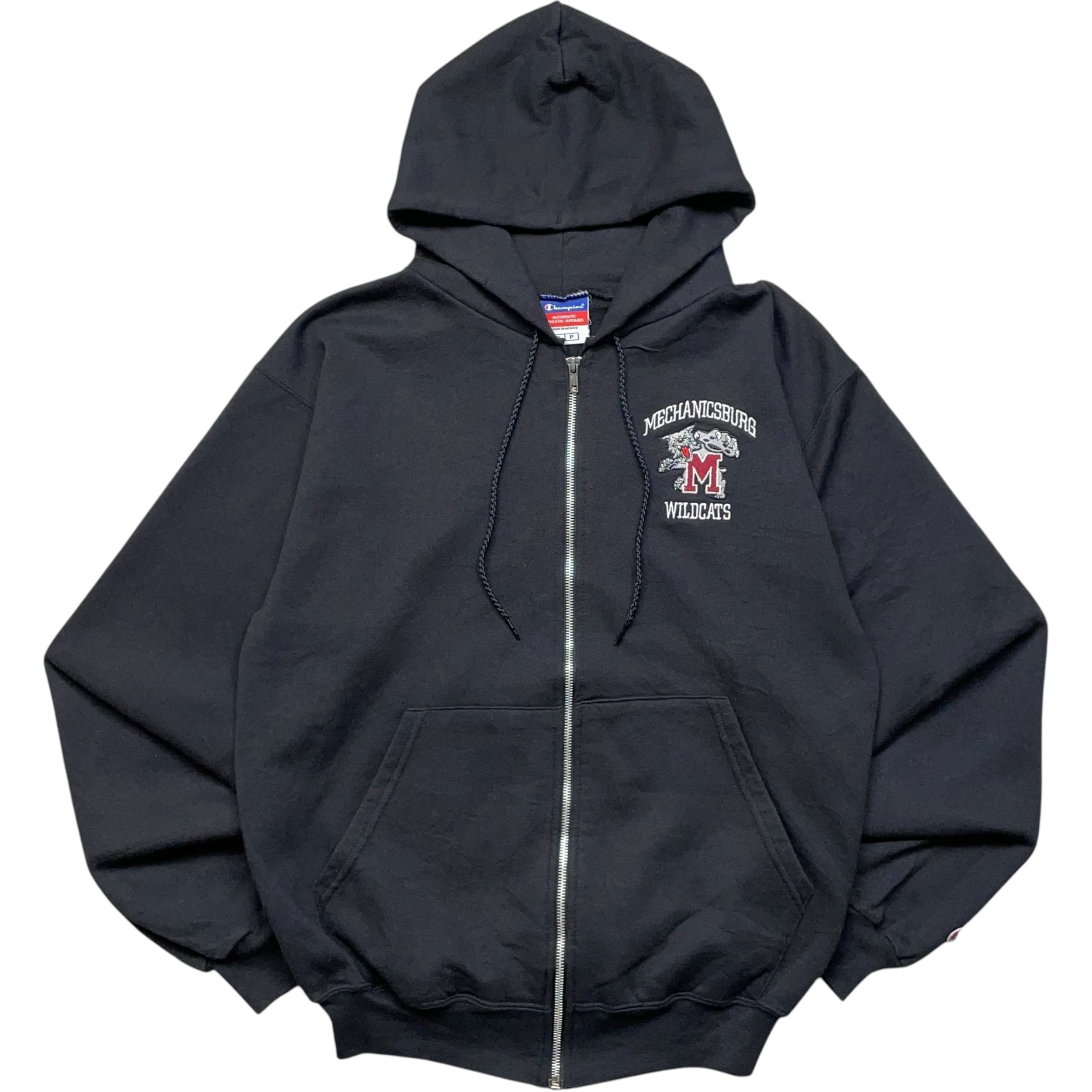 《S》 champion チャンピオン ジップパーカー 刺繍 ワンポイント ブラック no.6523