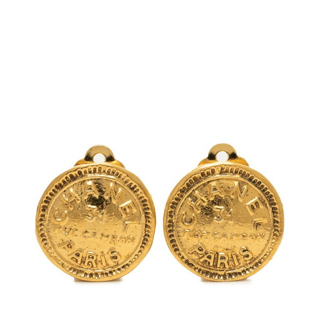 シャネル 31 RUE CAMBON ラウンド イヤリング ゴールド メッキ GP レディース CHANEL 【中古】
