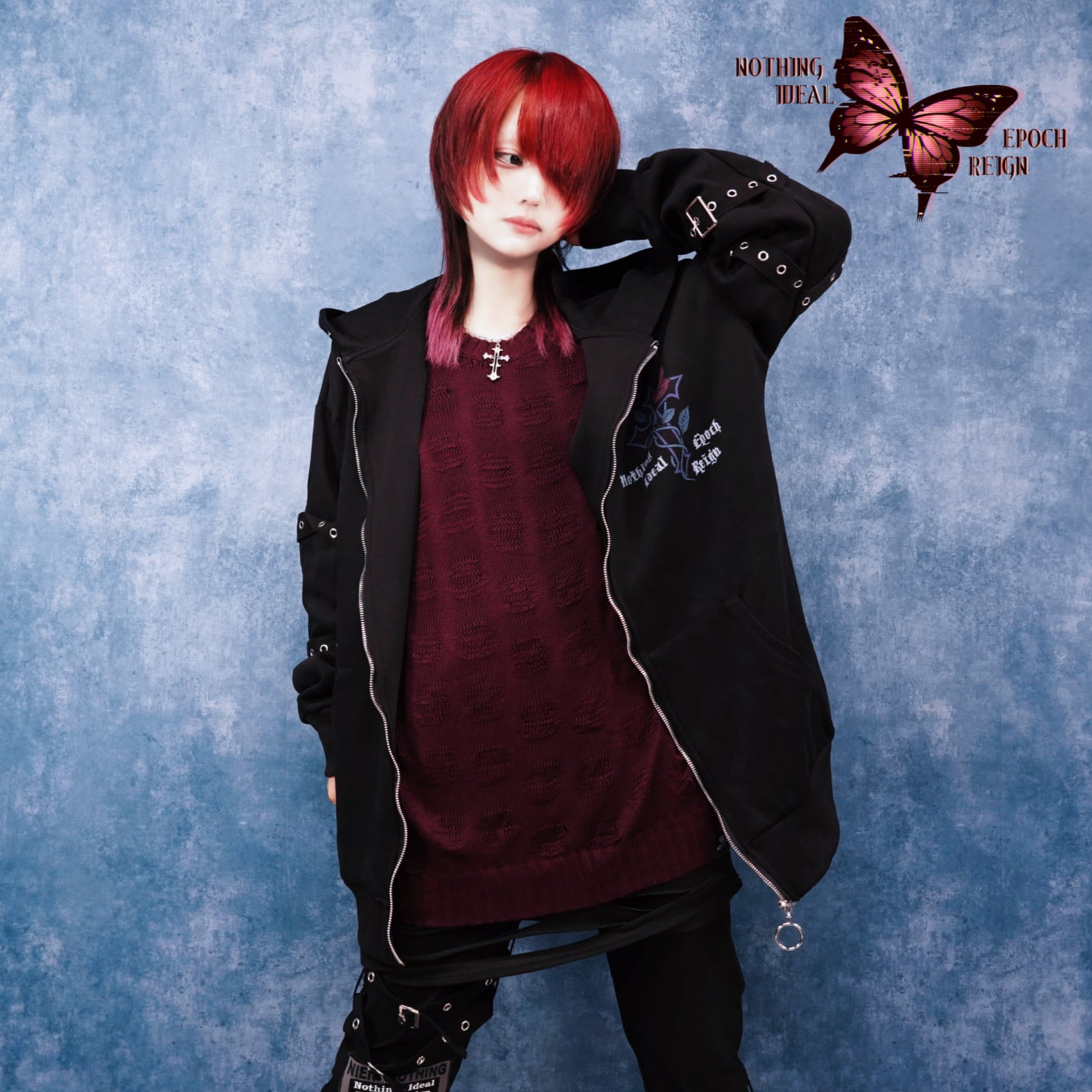 透かし編みダメージニットトップス【WINE RED】 | NIER CLOTHING