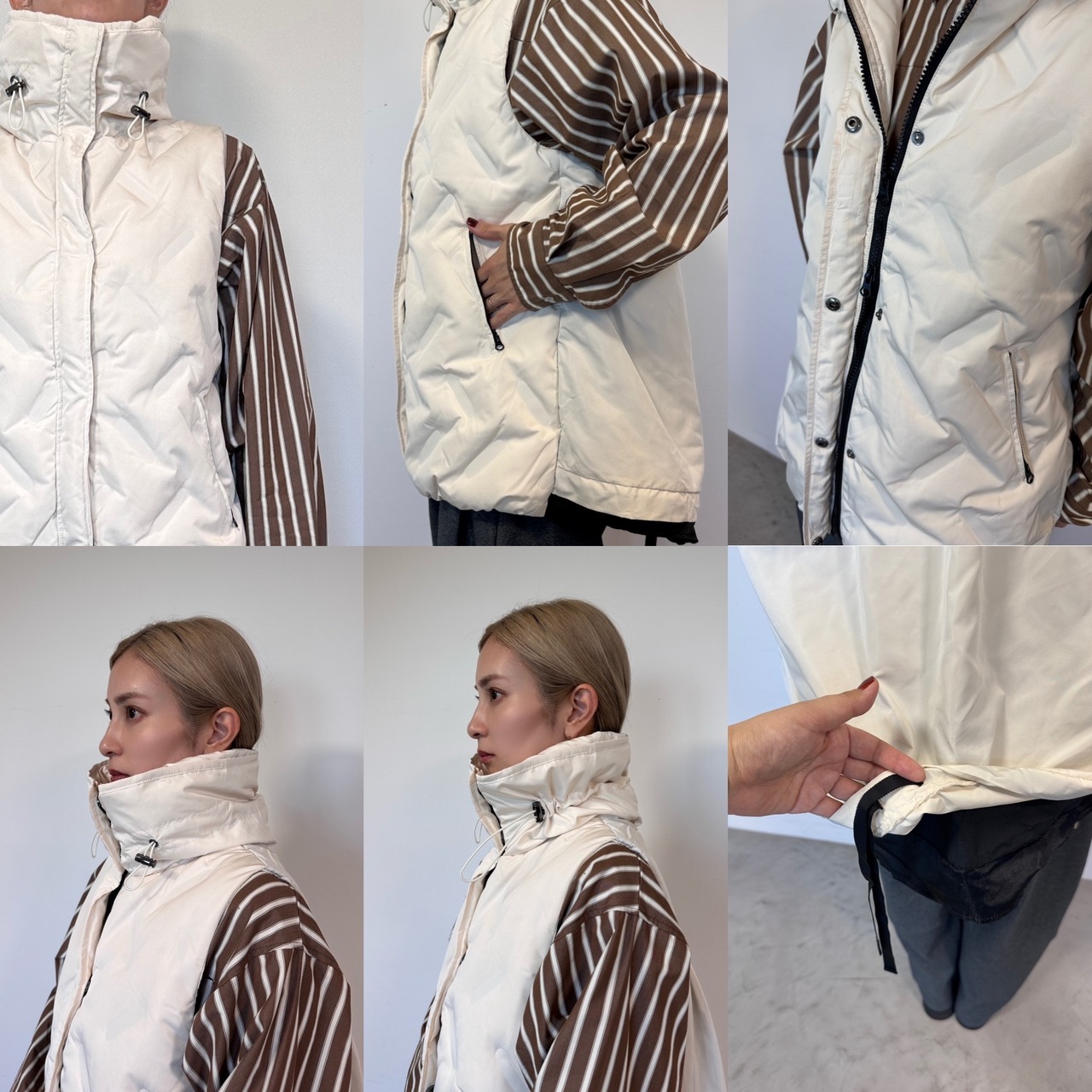 【受注予約：10月上旬入荷予定】Layered Hybrid Down Vest/ecru