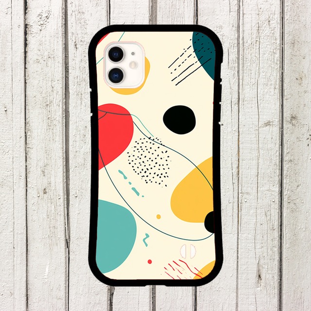 受注生産 iPhoneケース 丸と有機形のレトロポップ抽象｜レトロポップ PABS045B