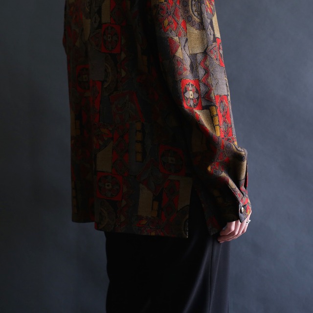 tuck design geometry pattern l/s shirt