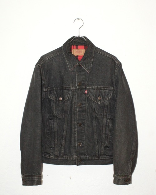 80s Levi's Cotton Flannel Lining Black Denim Jacket USA製