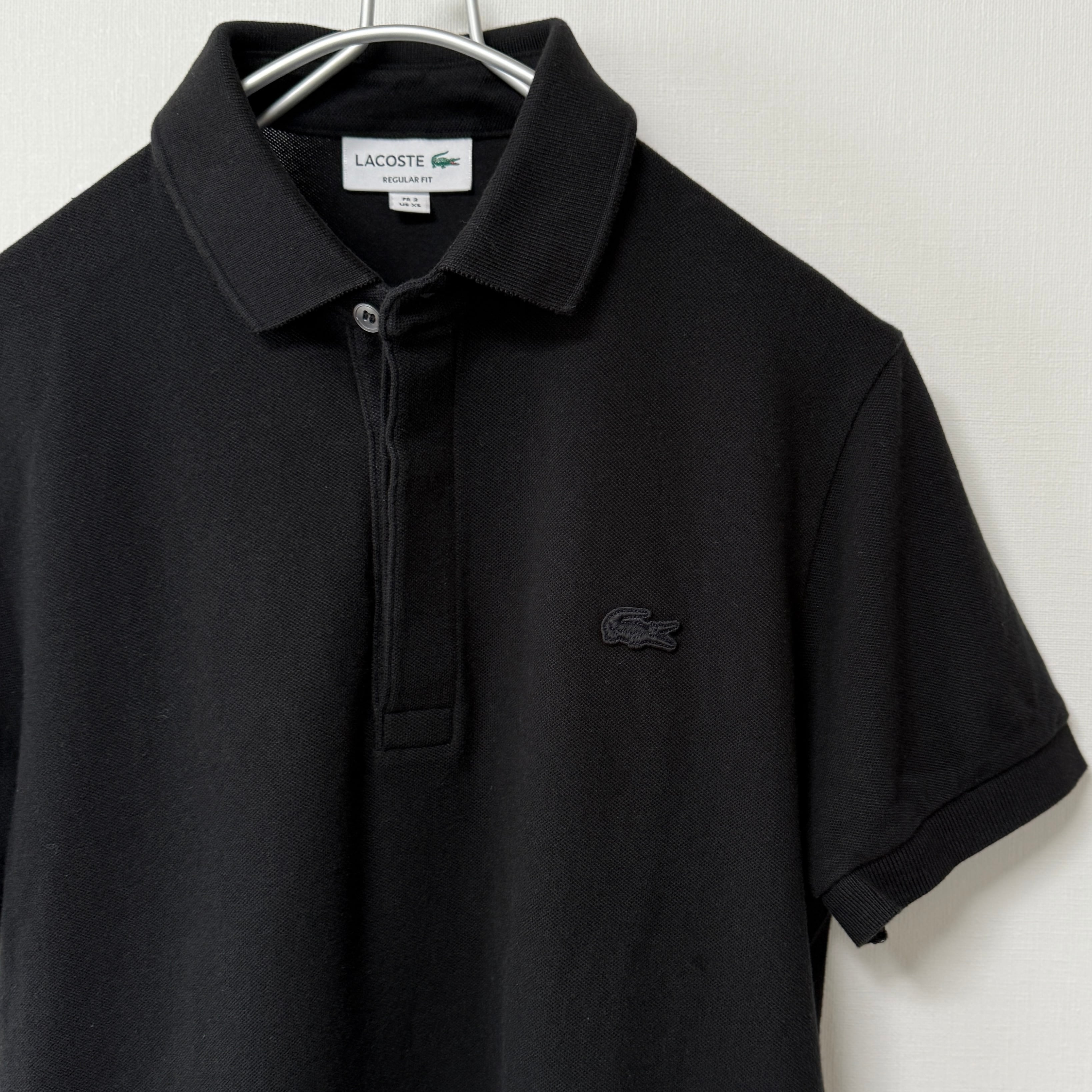LACOSTE PH5522L PARIS コットン 鹿子 半袖ポロシャツ ブラック サイズ