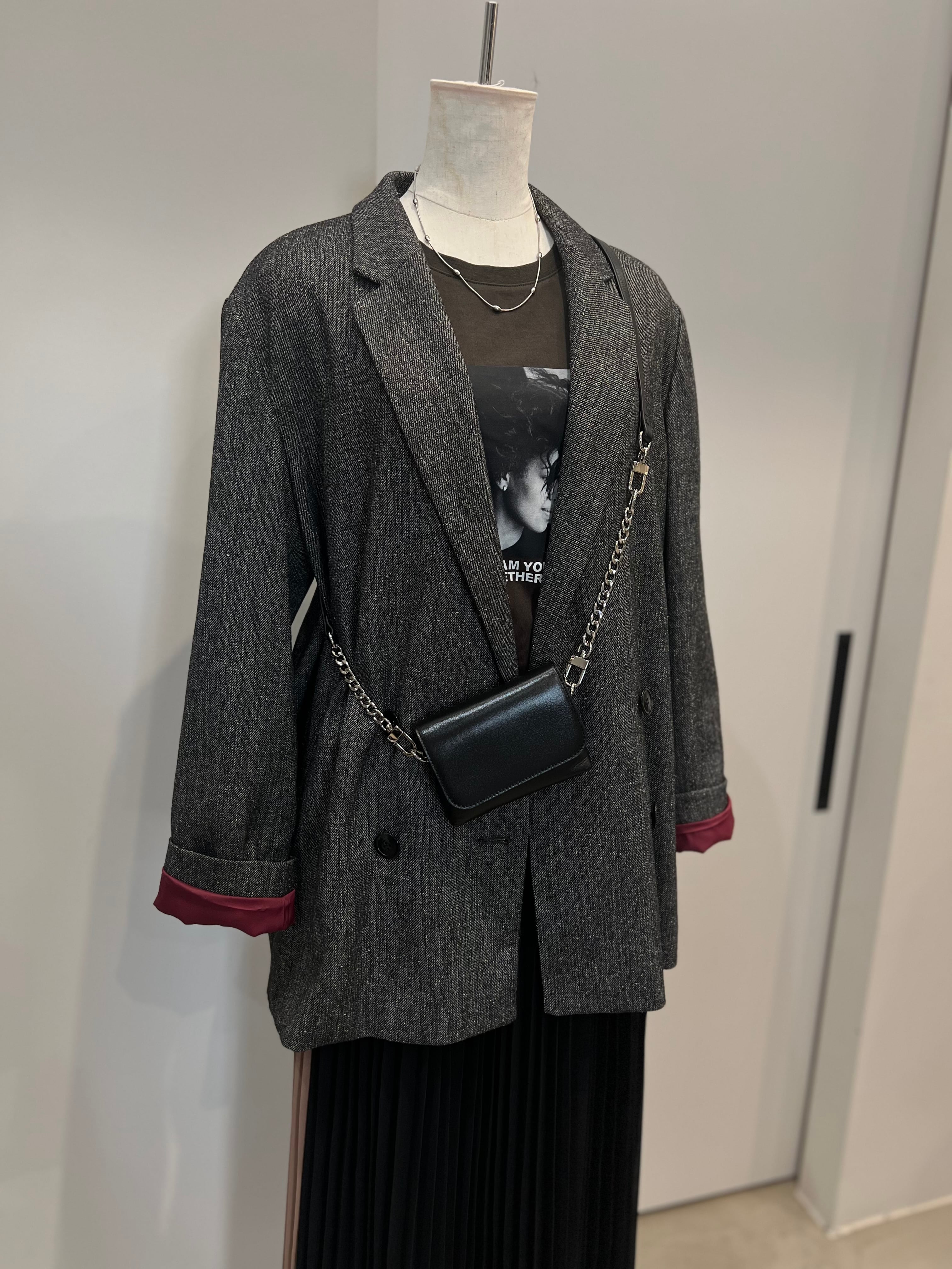 【PASSIONE】セットアップ可 杢ツイード調ウール混ジャケット 536414