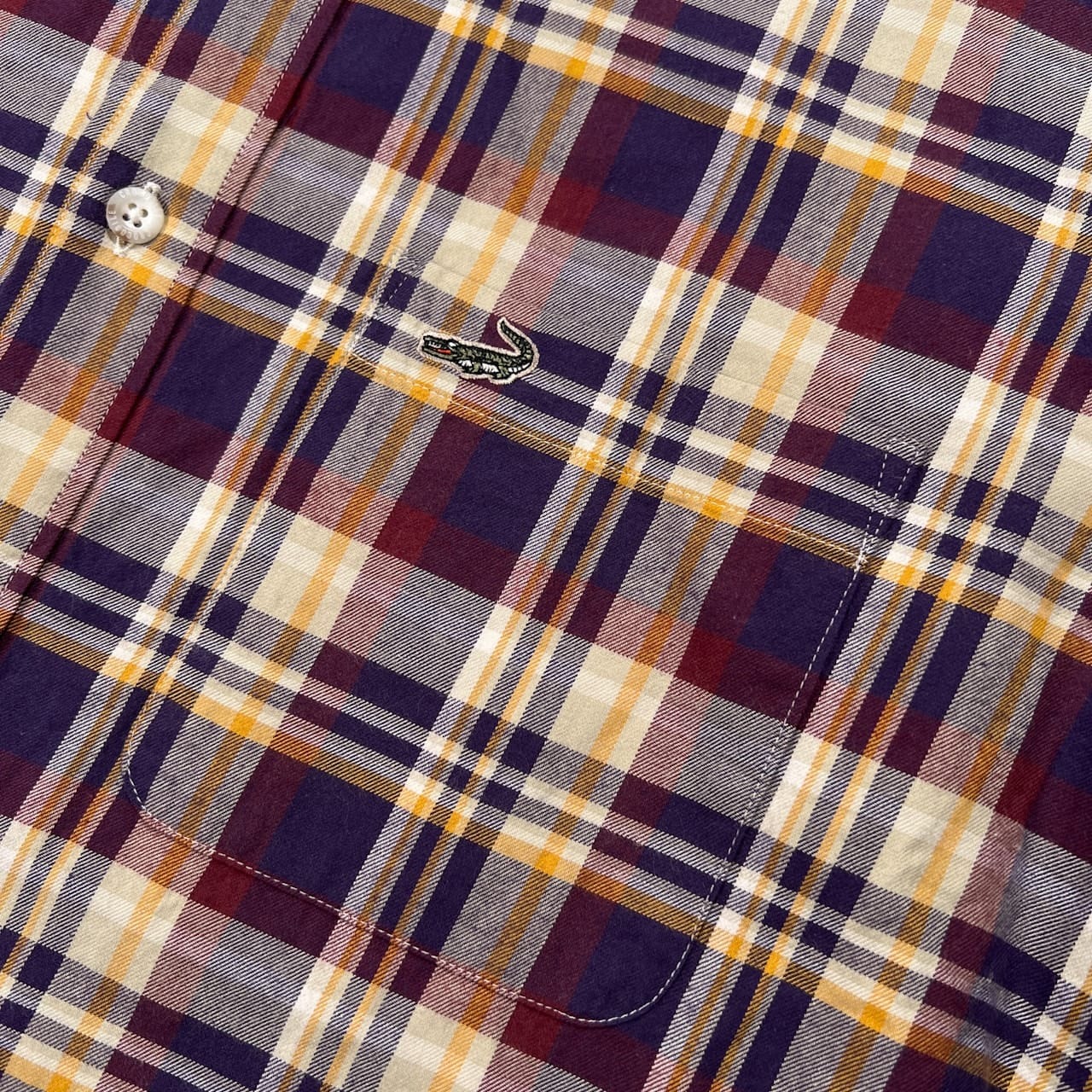 Crocodile クロコダイル 日本製生地 チェック 長袖シャツ サイズ L /メンズ/パープル系×イエロー系