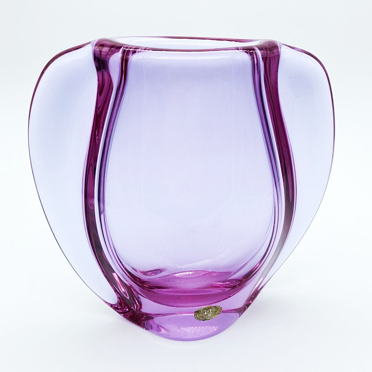 ボヘミアガラス チェコ 花瓶 ロゼ ミッドセンチュリー モダン