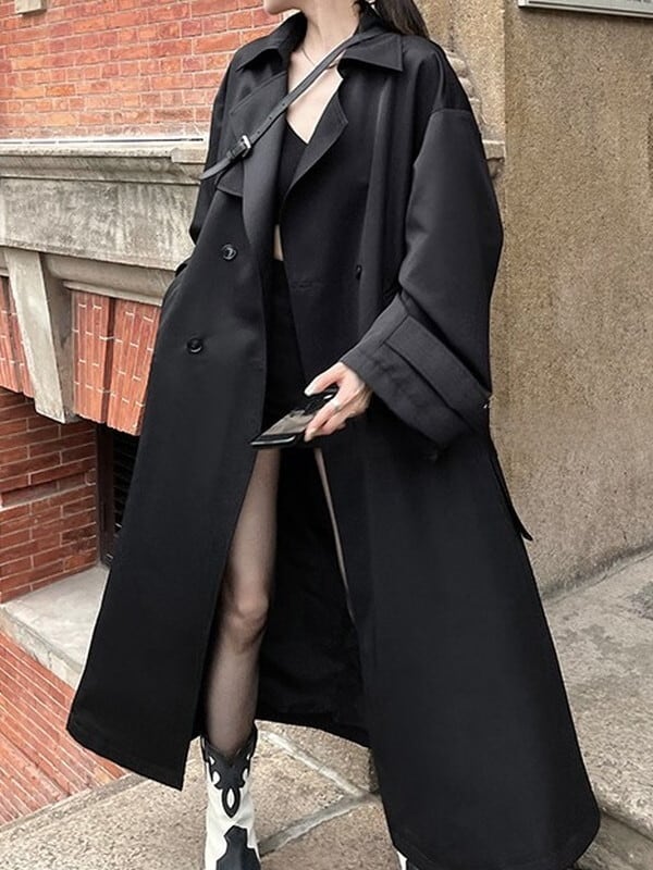 elegant long oversize trench-coat 2color【NINE6769】 | NINE9U