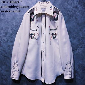 【doppio】70’s"HbarC" embroidery luxury western shirt