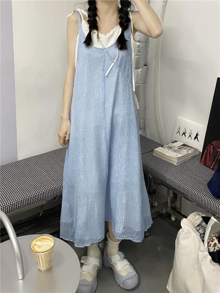 【3色】Aライン☆ワンピース ノースリーブ フレア ミモレ ワンピース ノースリーブ 春夏 かわいい Aライン フレア 膝下