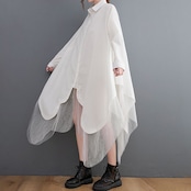 レイヤードチュール ロング シャツ 00177