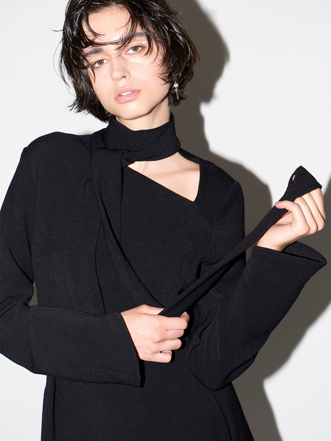 50％OFF】styling/ スタイリング スリットネックジョーゼット 