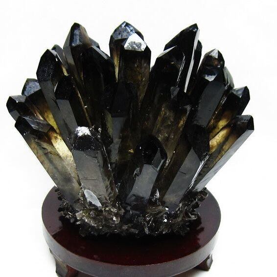 1.5Kg モリオン クラスター 黒水晶 原石 台座付属 一点物 182-8440