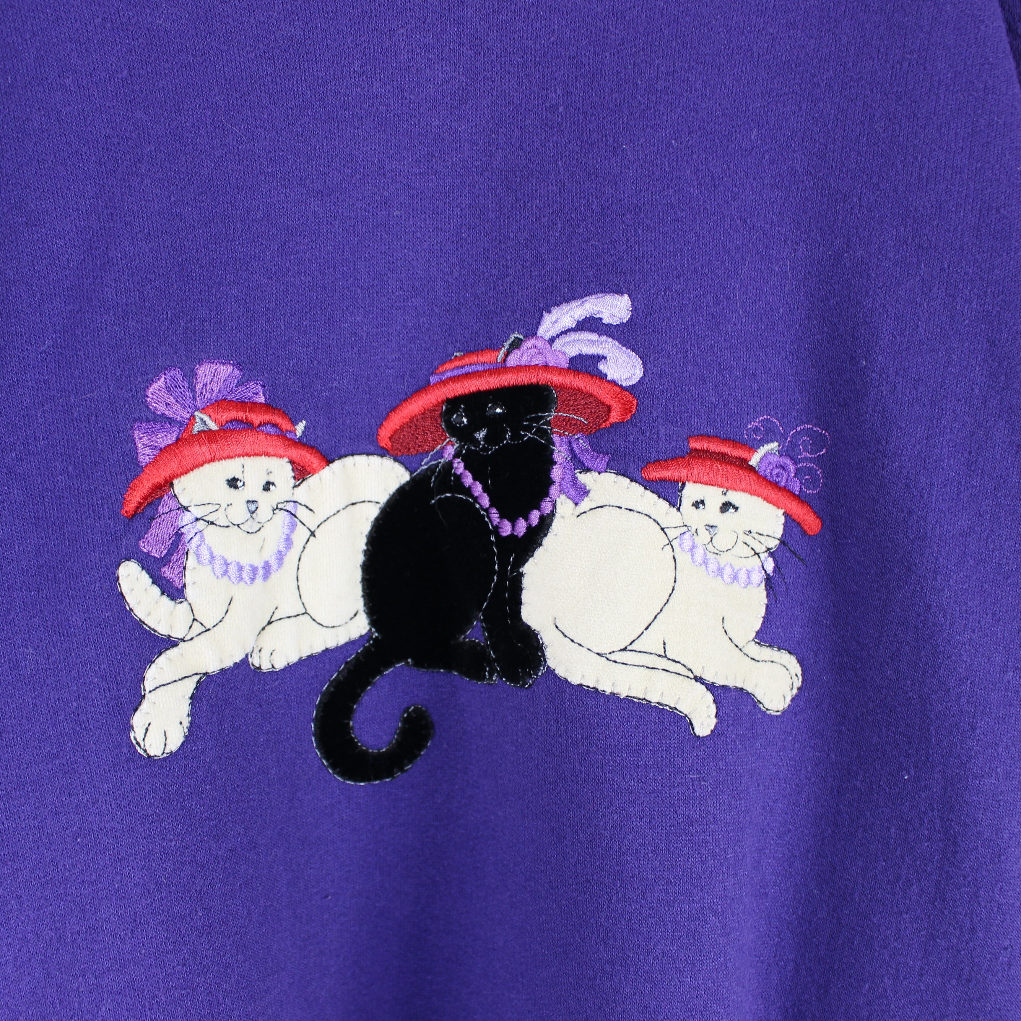 USA VINTAGE top stitch 3 CATS PRINT SWEAT SHIRT/アメリカ古着3匹の