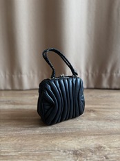 black leather mini hand bag-5162-2