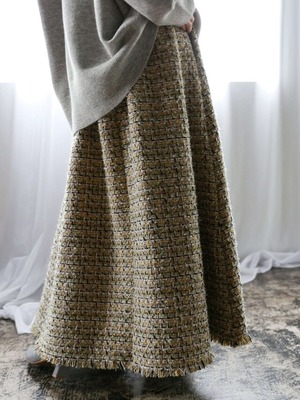 tweed volume long skirt