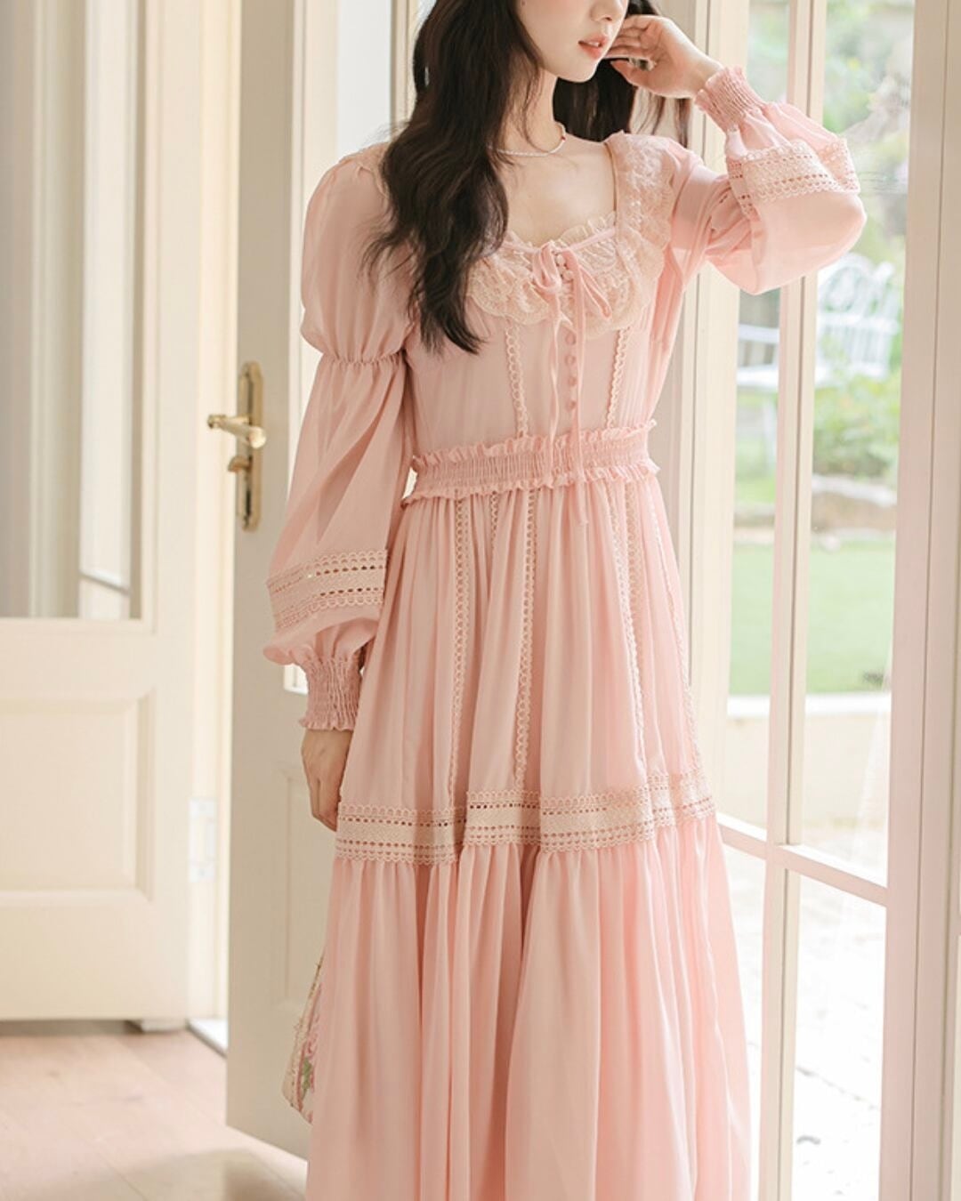 スイートピンクフレンチスタイルワンピース 2508592