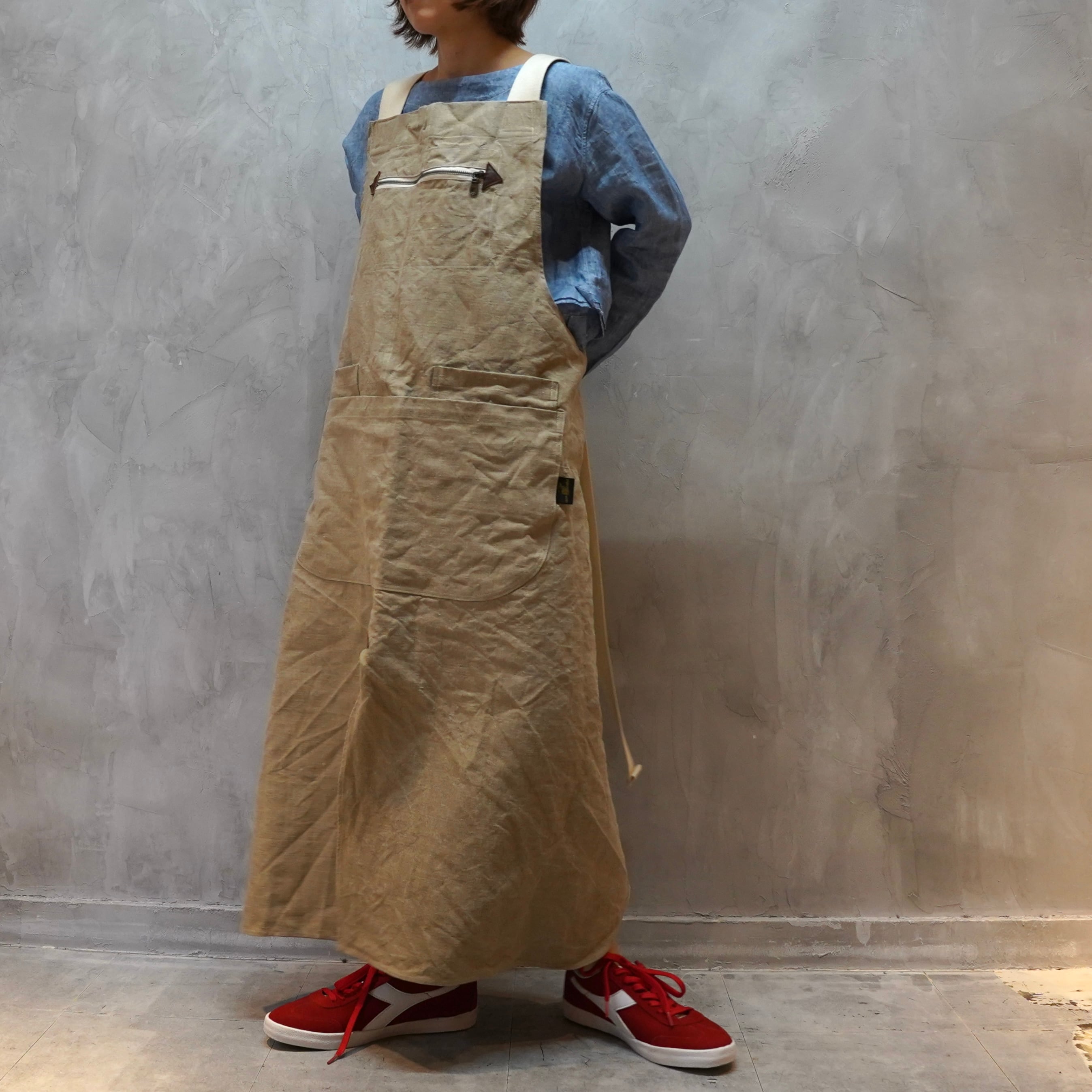 Vintage エプロン long apron vintage linen | motokitanaka