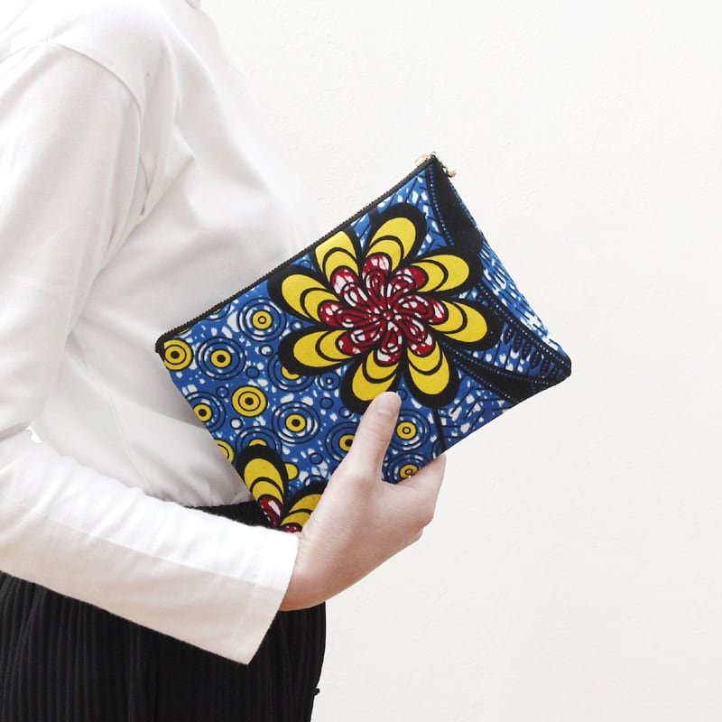 カンガのフラットポーチ（ ボタニカル ）アフリカ布ポーチ | カンガ屋