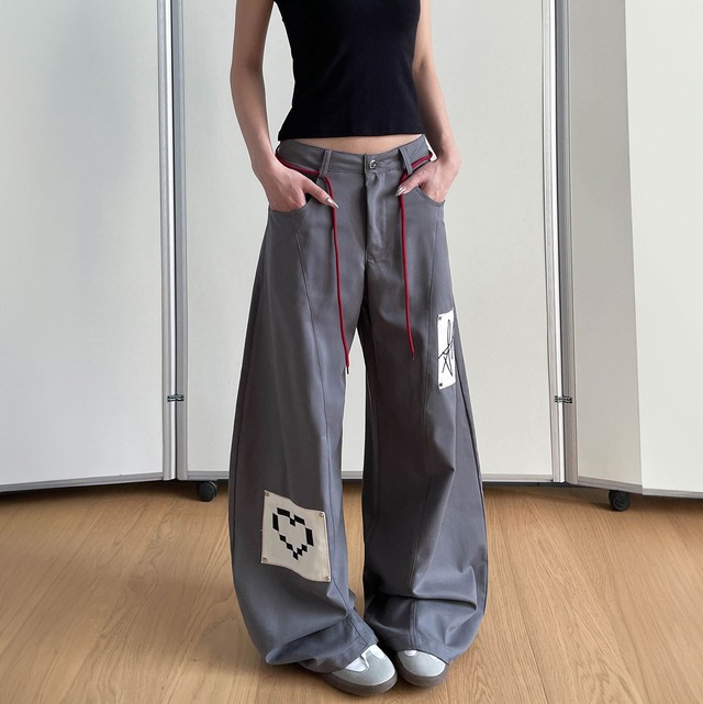 グラフィカルデコステッチワイドパンツ   R00642