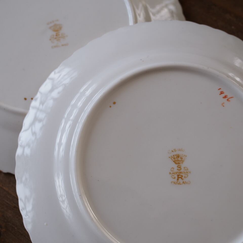 英国サミュエルラドフォードCassina プレート2枚 アンティーク薔薇柄