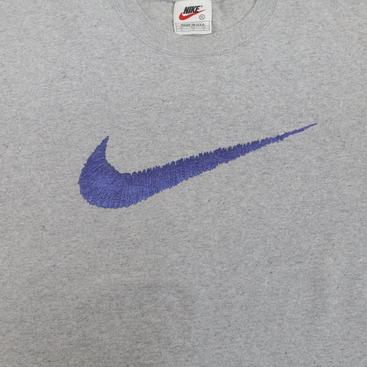 90s Nike モックネック ナイロン ネイビー 襟ロゴ　ナイキ